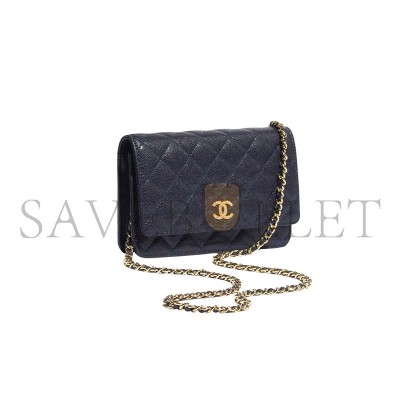 CHANEL WALLET ON CHAIN IN SHINY GRAINED CALFSKIN STRASS AND GOLD TONE METAL (19*12*3cm) 